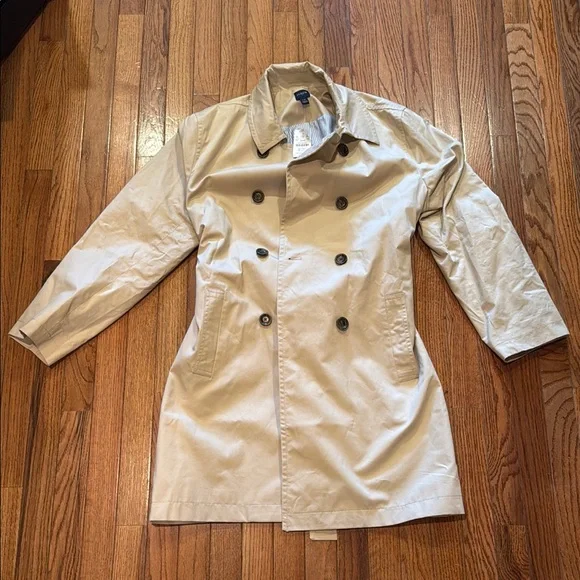 NWT J. Crew Factory Tan Trench Coat Classic Double-Breasted - Picture 2 of 4